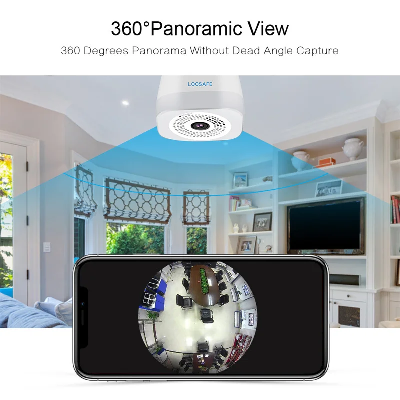 Tuya Panoramic HD Bulb Camera Home Wireless WiFi Monitoring Lamp Camera 3MP Full Color Infrared Night Vision Two Way Intercom