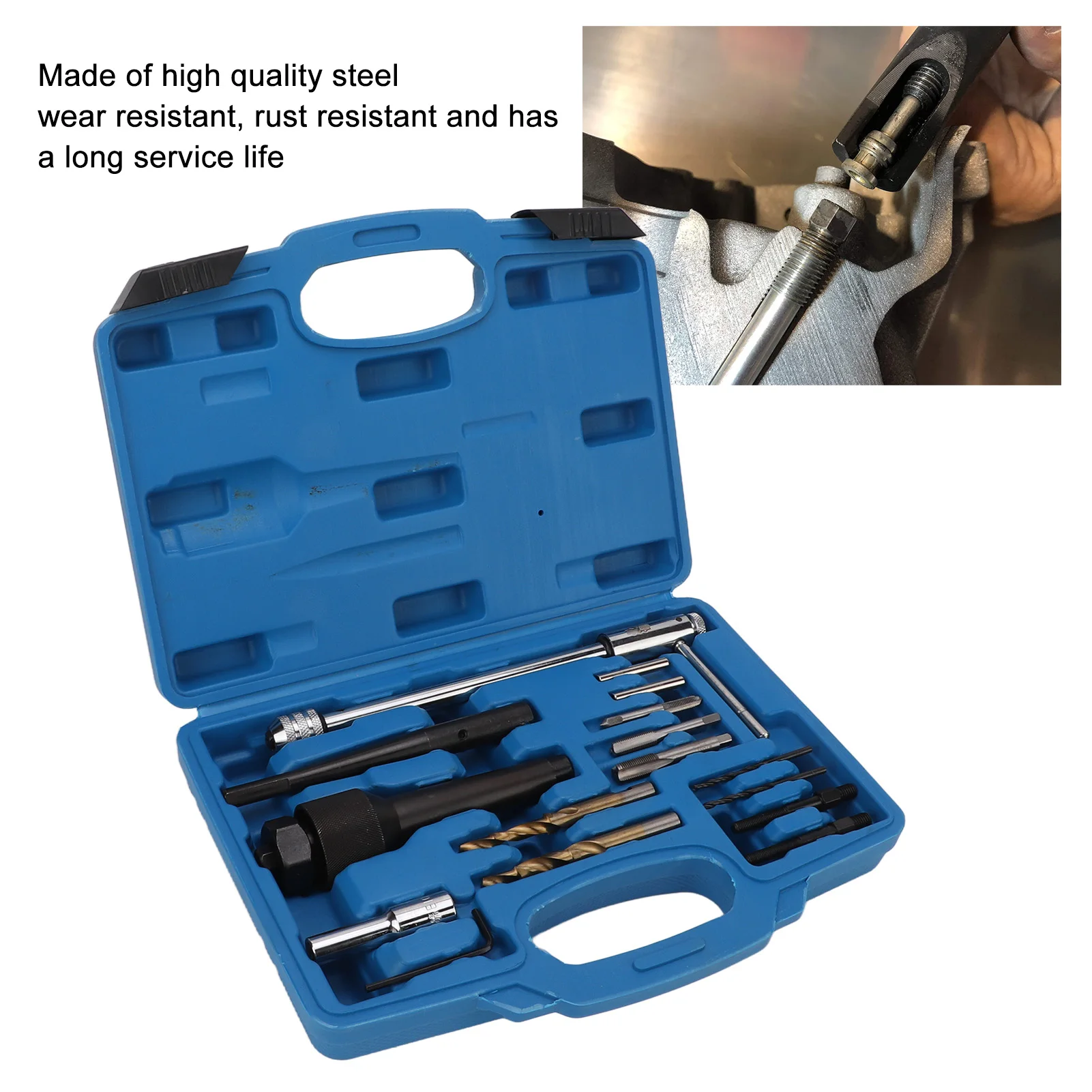 

16pcs Glow Plug Removal Tool Portable Metric Steel Safe for Damaged 8mm 10mm Glow Plugs Glow Plug Extractor Removal Tool Set