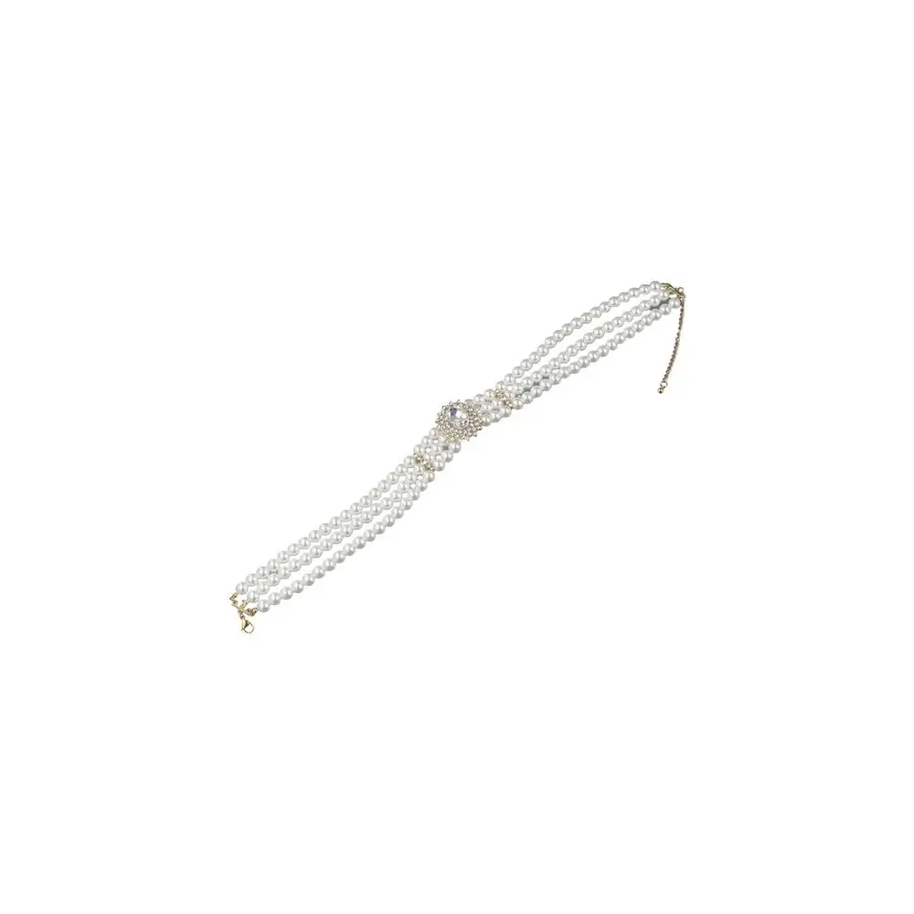 Temperament Rhinestones Alloy Hepburnesque Pearl Flower Jewelry Accessories Clavicle Chain Women Necklace Korean Style Choker