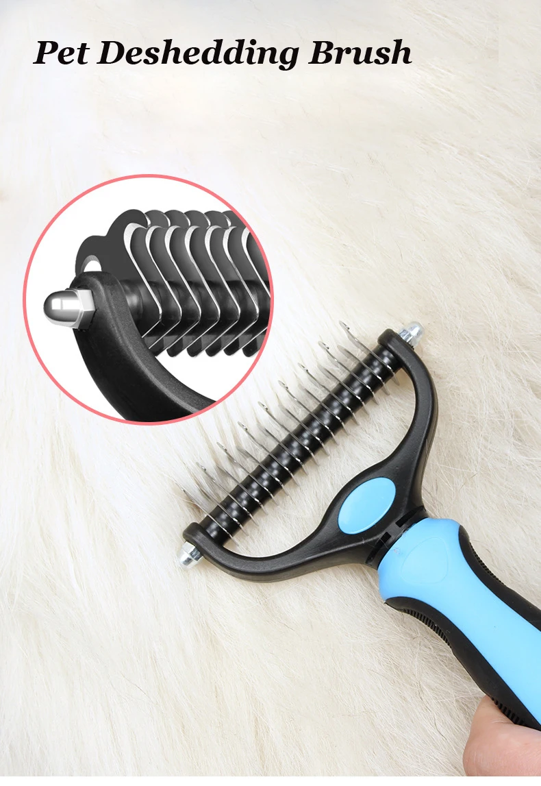 Pet Deshedding Brush Brush - Double-Sided Undercoat Rake Pet Hair Removal Comb Cat Dog Brush Pet Hair Grooming Tool Puppy