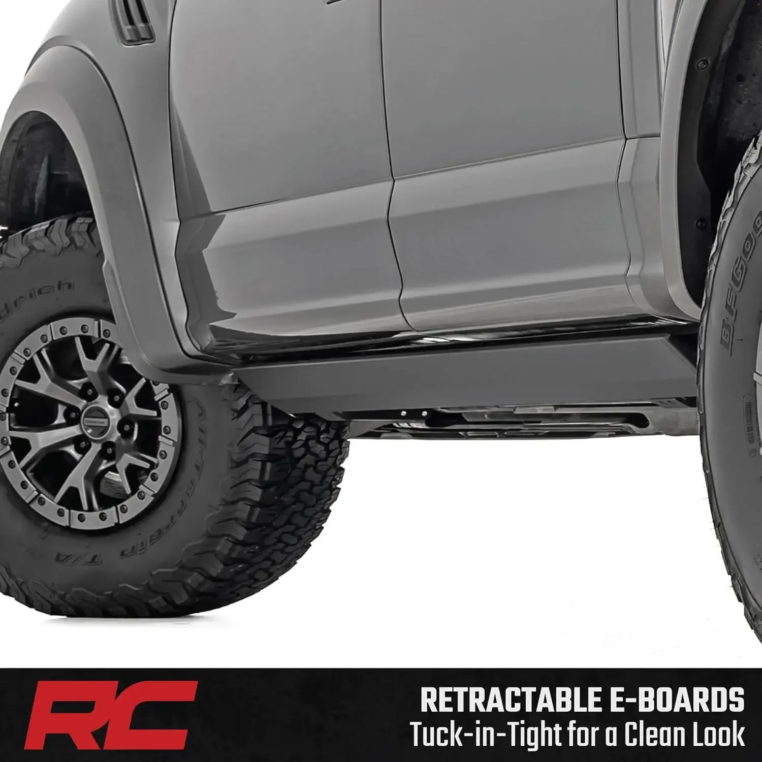Rough Country Power Running Boards with LED Step Lights for Ford F-150 Lightning/F-250/F-350/Raptor (2015-2026) Crew Cab - Retractable Electric Side Steps, Non-Slip Aluminum view 5