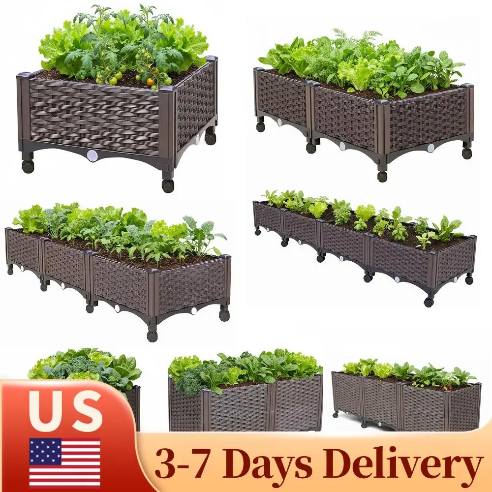 

Высокая грядка для сада с дренажным клапаном, уличная приподнятая грядка для заднего двора, патио, балкона