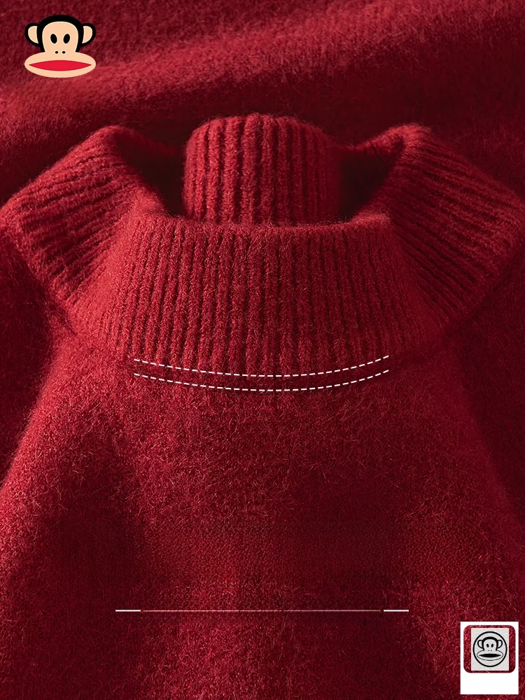 

Men's Red Fce Lined Thiened Knitted Sweater Winter Inner Wear One-Piece Velvet Warmth Faion Ci Sle Long...