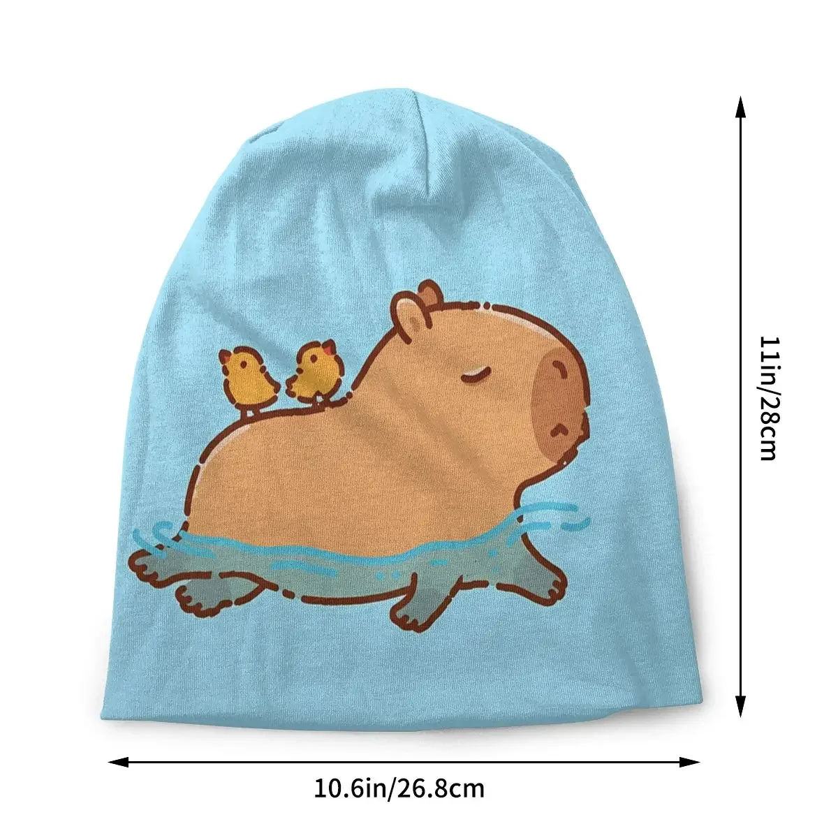 Thin Bonnet Hats Men Women's Capybara Swimming With Two Birds Cap Street Skullies Beanies Caps