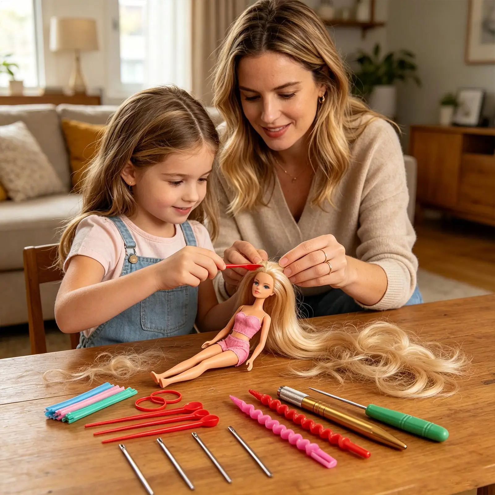 Doll Hair Rerooting Tool Multifunctional Anti-Slip Grip 11.5 Inch Doll Hair Repair Tool Set For Beginners Hobbyists Enthusiasts