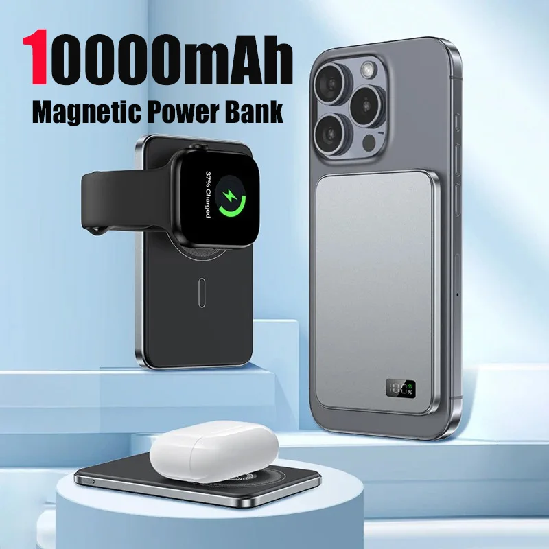 

10000mAh Portable Ultra-Thin Magnetic Digital Display Power Bank Supports 20W Fast Charging Suitable For IPhone Xiaomi Samsung