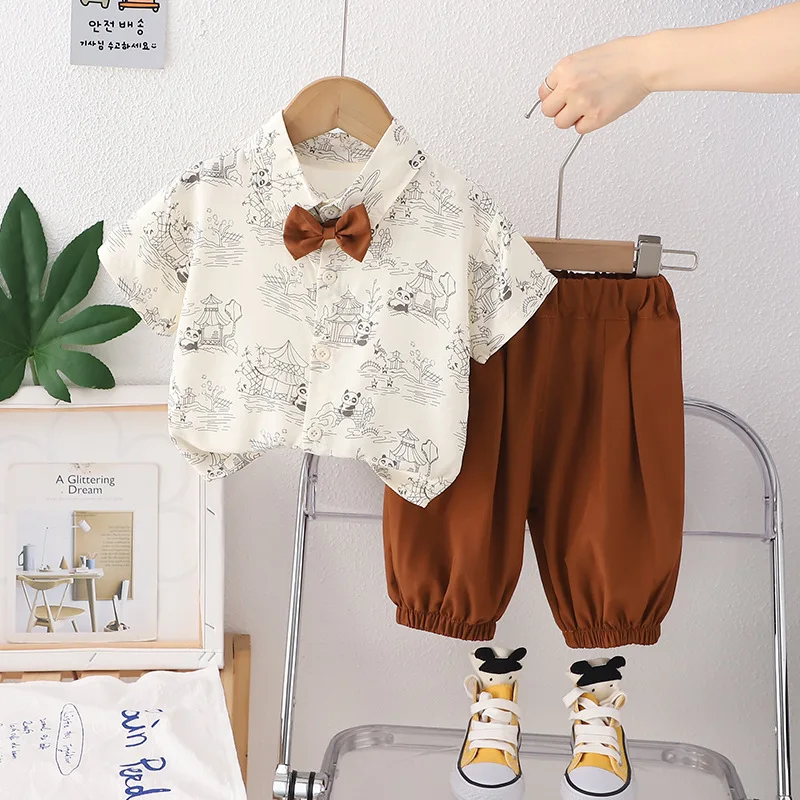 Boys Clothes Sets Summer 2025 Children Fashion Shirts Short Pants 2pcs Party Suit For Baby Tracksuits Kids Outfits Toddler 4 5Y