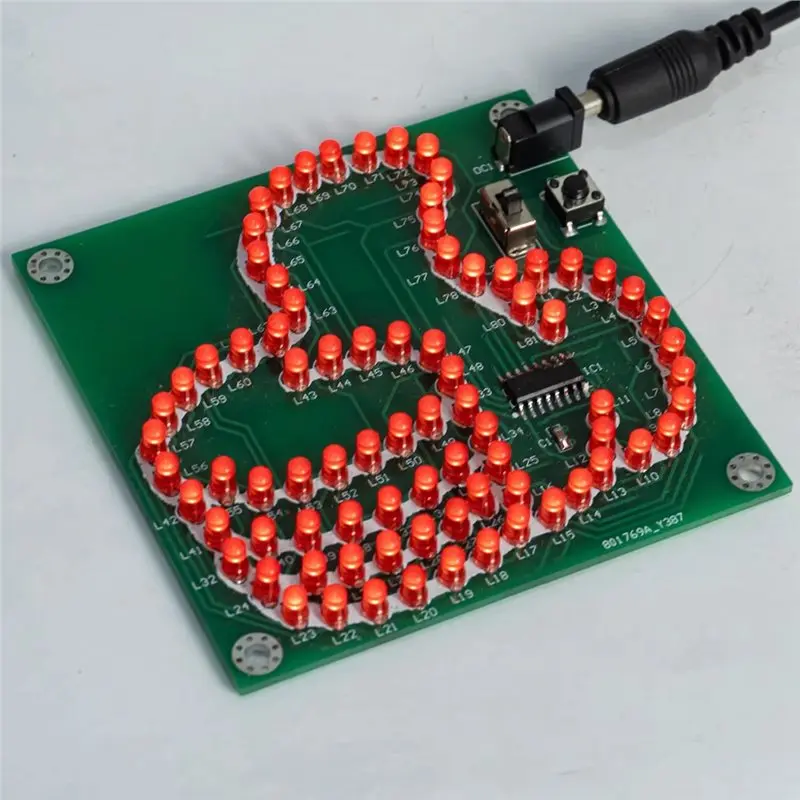 FFYY-DIY Thumb Light LED Electronic Kit 81 LED Flashing MCU STC8G1K08 Controllable PCB Soldering Practice Kit With Power Cord
