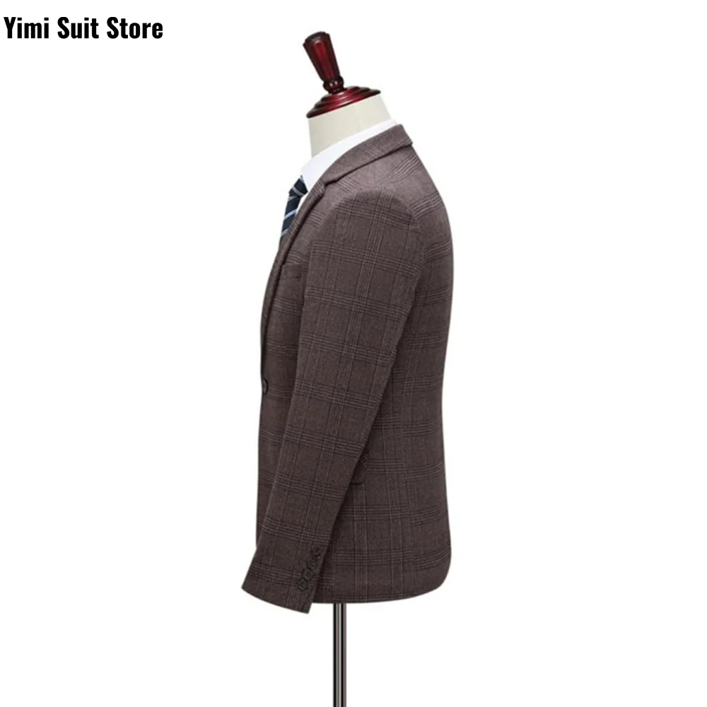 الرجال البدلة مجموعة منقوشة 3 قطع شال التلبيب واحدة الصدر الدعاوى لحفل زفاف العريس الأعمال الزفاف الذكور الملابس سترة سترة بانت #6