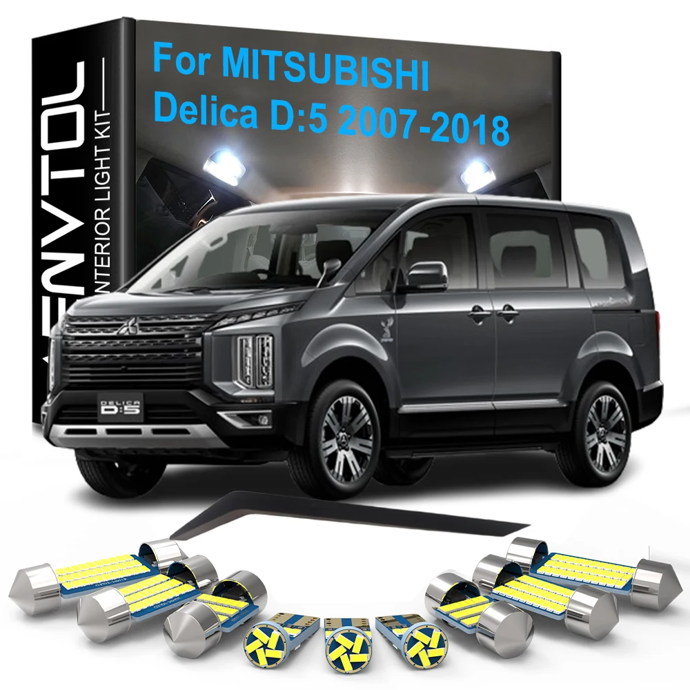 

12pcs LED Interior Lights Canbus For Mitsubishi Delica D:5 2007-2014 2015 2016 2017 2018 Car Dome Map Trunk License plate Lamps