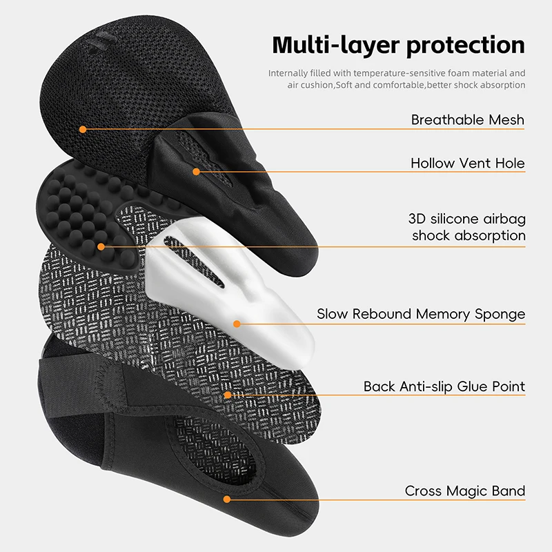 WEST BIKING Bicycle Saddle 3D Soft Bike Seat Cover Cycling Silicone Seat Cushion Breathable Saddle Comfortable Bicycle Bike image 4