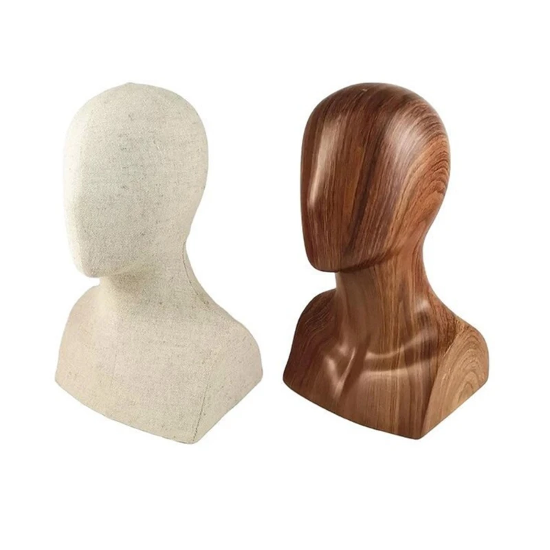 Hat and Wigs Display Stand Imitation Grains Burlap Male Mannequin Head Manikin Head Model for Shop and Home Use