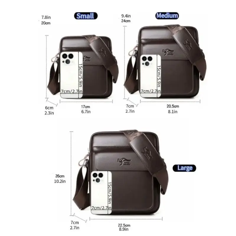 حقيبة كروس من جلد البولي يوريثان للرجال - حقيبة كتف مربعة الشكل مع حزام قابل للتعديل، حقيبة صدر متعددة الجيوب #2