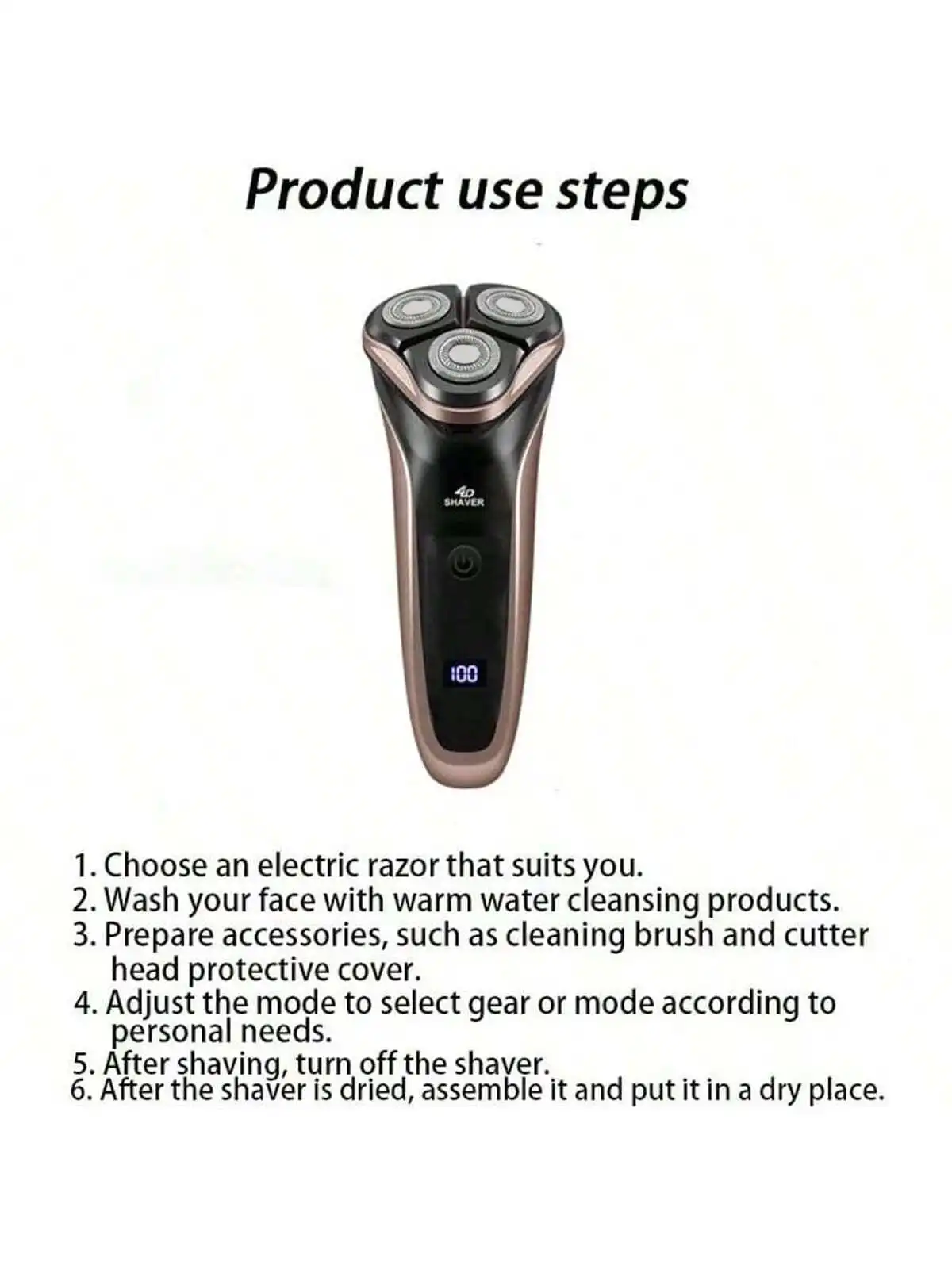 ماكينة حلاقة كهربائية للرجال لعام 2026 مع شاشة عرض طاقة LED/رأس قابل للغسل ورأس عائم ماكينة حلاقة منزلية محمولة للسفر قابلة لإعادة الشحن #6