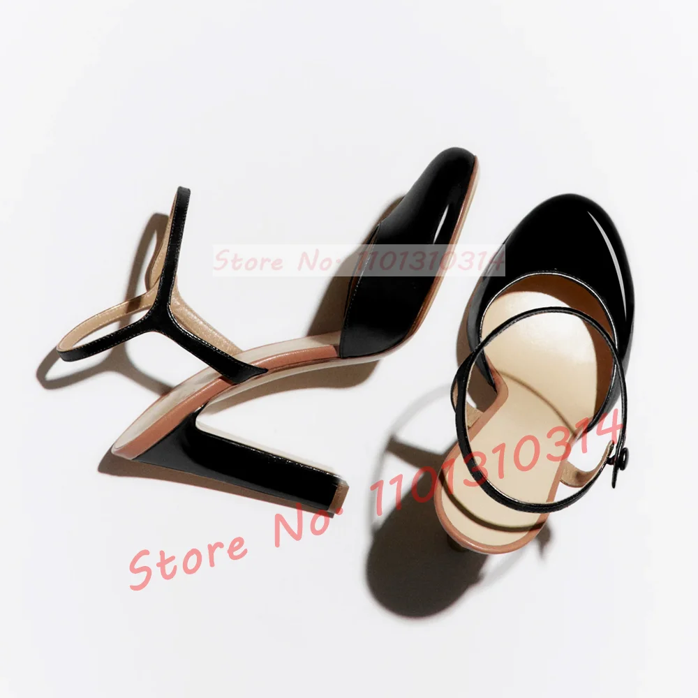 Lovely Round Toe Block Heel Sandals Women Casual Party Nude Gold Metallic High Heels Ladies Nifty Luxury Ankle Strap Solid Shoes