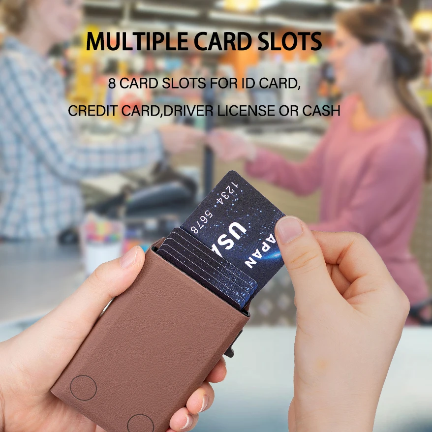 الأعمال الفاخرة تنقش خط المغناطيسي بو الجلود المحفظة حامل بطاقة حقيبة للرجال والنساء للصدمات غطاء مسنده سليم