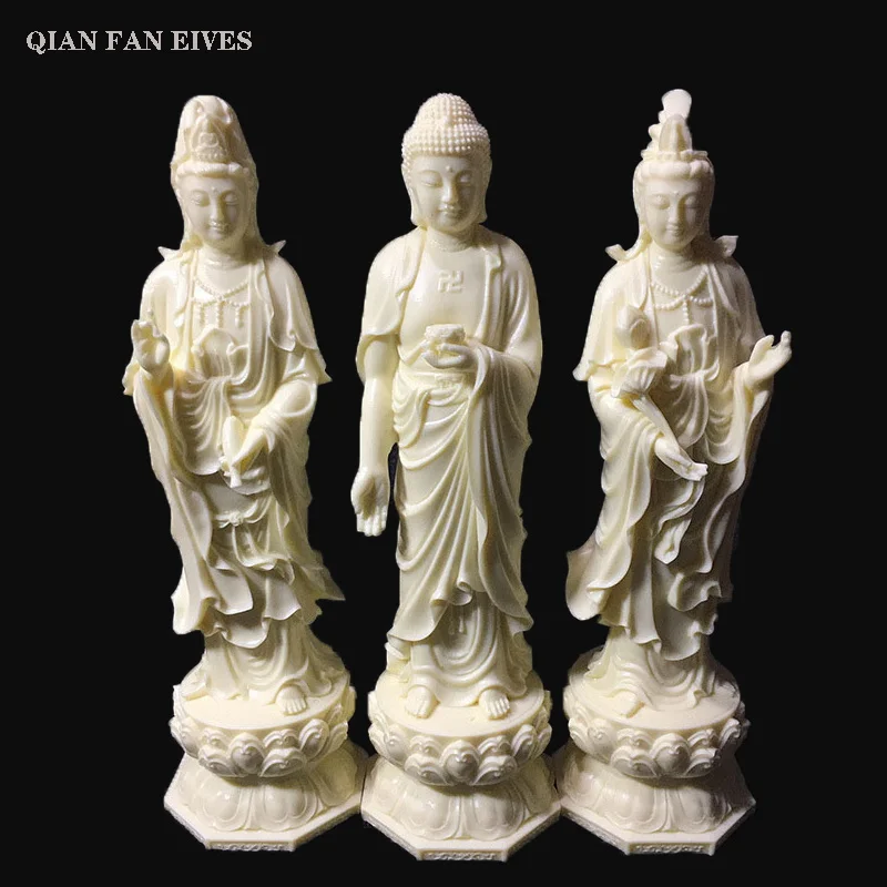 

White Western Three Saints Buddha statue Modern art sculpture statue Home living room, room feng shui statue Three-piece set