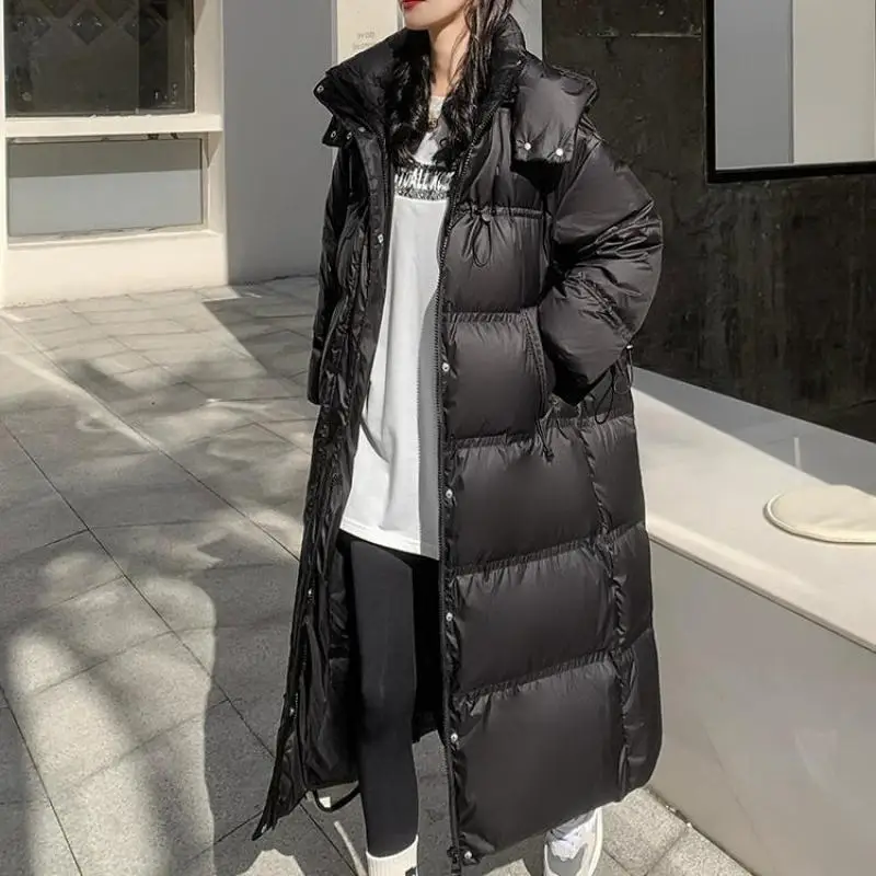 

Winter Warm Hooded Parka Women's 2024 New Korean Fashion Padded Jacket Down Cotton Loose Casual Long Coat Female Clothes