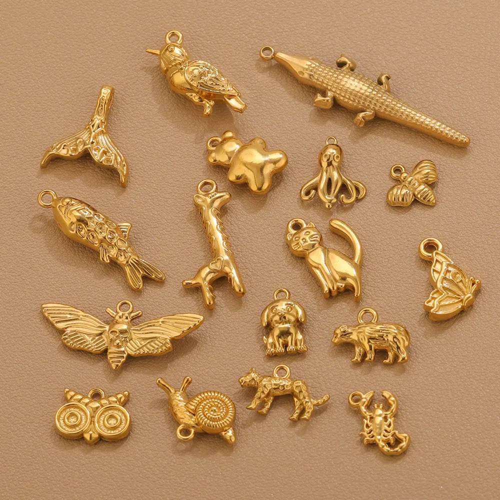 5pcs Stainle Steel Gold Animal Charms For Jewelry Cat Dog Pendants DIY Women Necklace Bracelet Animal Jewelry Charm Accessories image 6