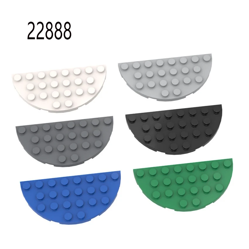 Little Builder MOC Parts Plate Round Half Corner 4x8 Brick 5pcs DIY Assmble Building Blocks Particle Toy Compatible with 22888