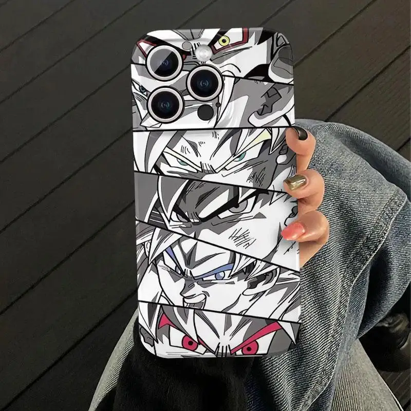 Funda de teléfono Anime Dragon Ball Z Son Goku para iPhone 11 12 13 14 15 16 17 Pro Max Plus Air Super Saiyan Eyes cubierta a prueba de golpes