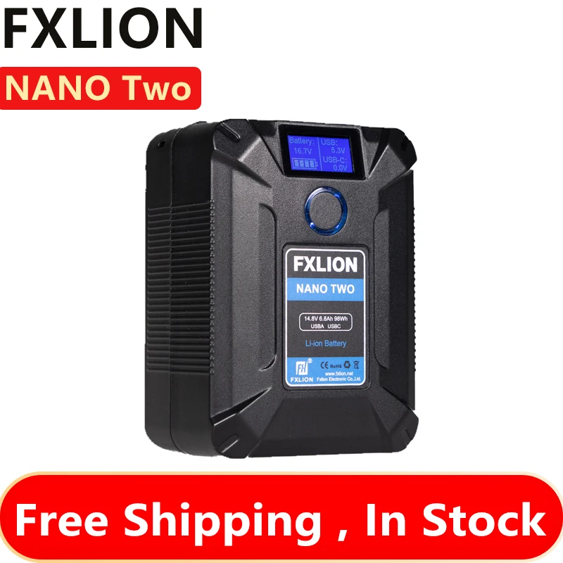 

Аккумулятор FXLION Nano Two 98WH V-Mount-V-Lock с разъемами Type-C, D-tap USB A, Micro для камер, видеокамер, больших светодиодных осветителей