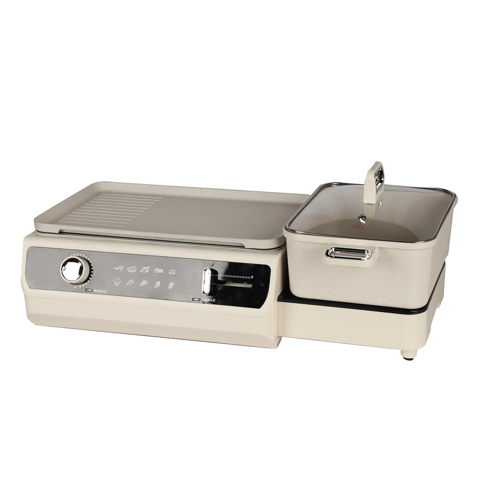 

Multifunctional Foldable Electric Hot Pot Skillet Grill Griddle Double Pot Independent Temperature Control