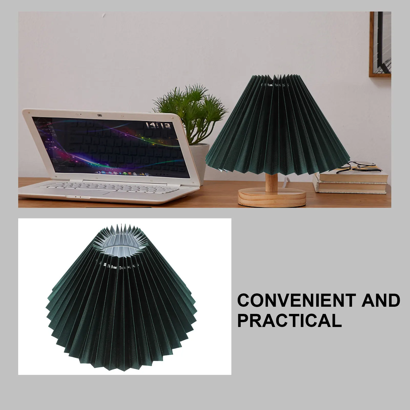 Abat-jour gris vert E27, Base en tissu anti-poussière, Design plissé moderne pour lampe de Table, couverture de lumière intérieure, décor