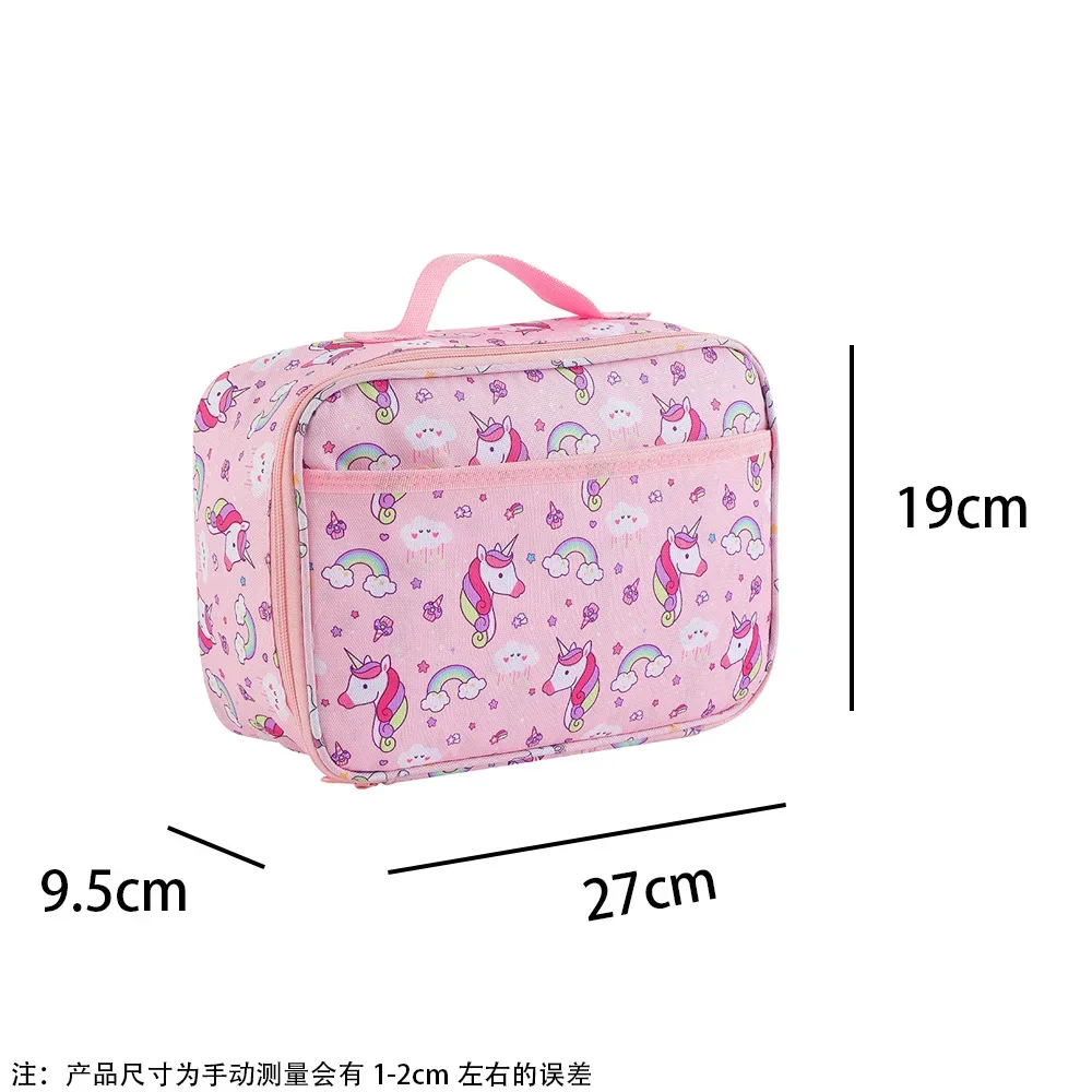 Cute Cartoon Portable Insulated Lunch Bag Children Pink Rainbow Unicorn School Bento Bag Box Food Small Cooler Bag Pouch