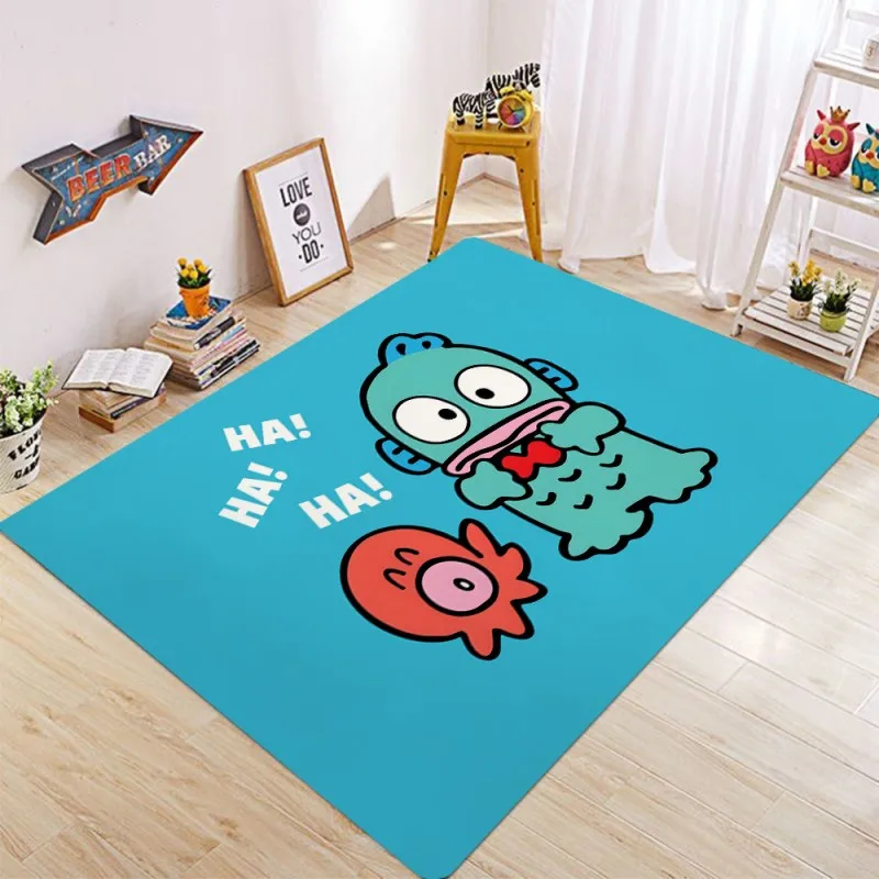 Alfombra grande con dibujos animados de Hangyodon y Sayuri, alfombra azul para decoración de dormitorio y sala de estar