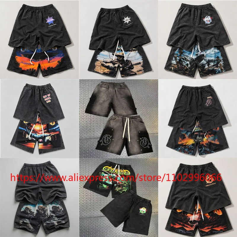 

Summer New Multicolor GOD High Street SPEED Shorts Elastic Waist Pull-string Loose Casual Retro Washing Water Black Shorts