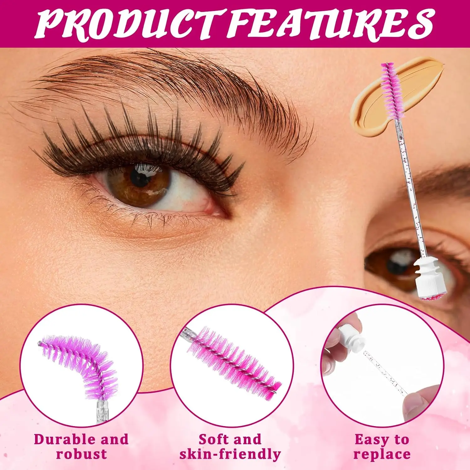 20 قطعة من سبويل الرموش القابلة لإعادة الاستخدام مع أنبوب، فرش رموش ماسية ملونة للرموش للحواجب، تمديد الرموش #5