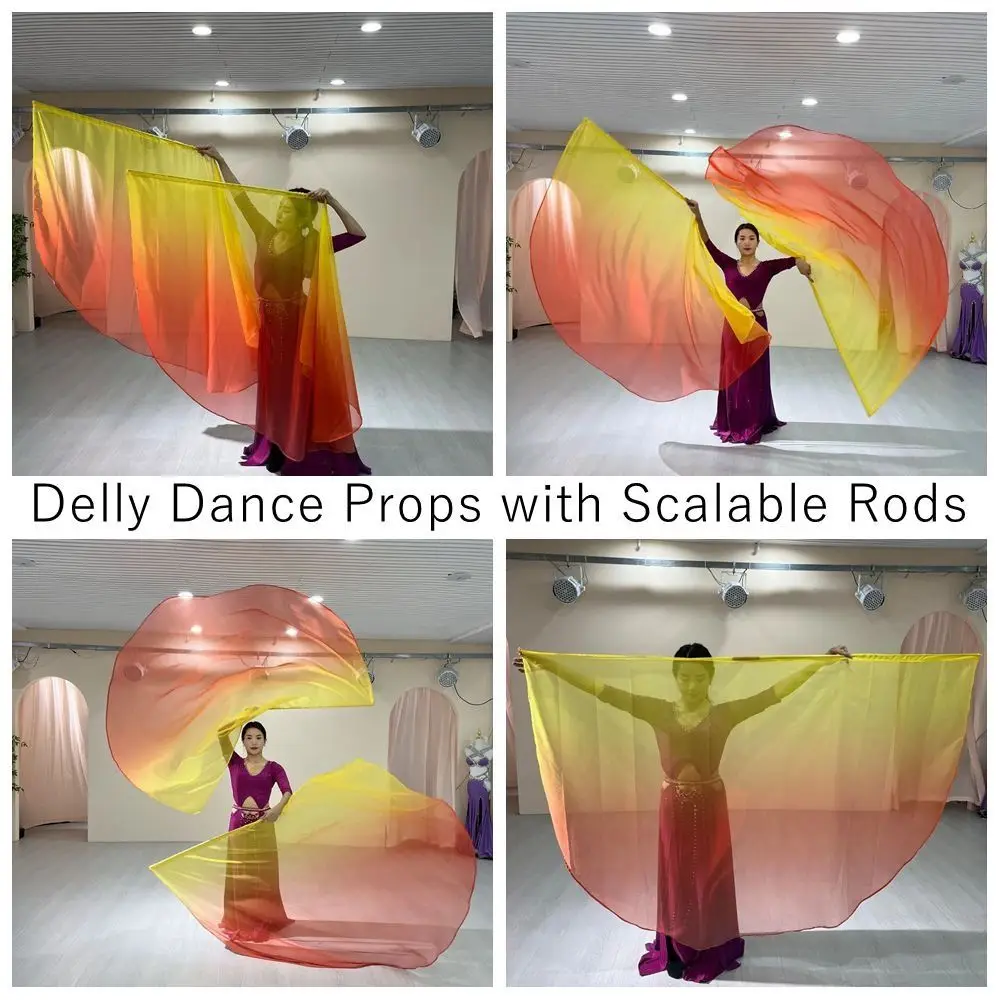 with Telescopic Sticks Belly Dance Accessories Props Scalable Rods Multicolor Colorful Scarves Flag Lightweight Dance Party