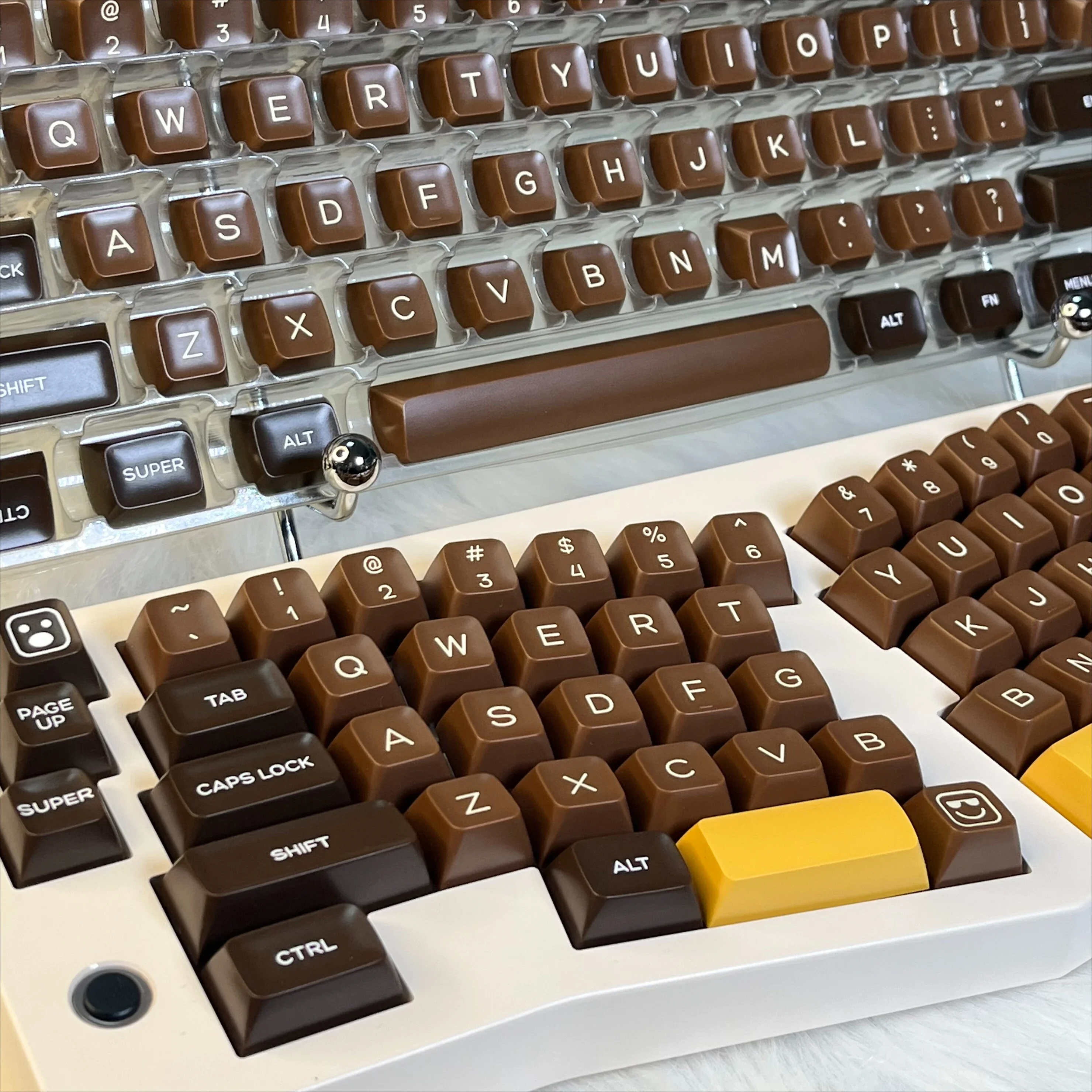 

PBT шоколадный двухцветный SA высота полный набор двухцветных колпачков для литья под давлением GMK75/87/98/104