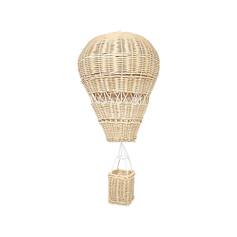 Hand-woven Rattan Hot Air Balloon Ornament for Baby Bedroom Decor Baby Photograph Prop Window Wall Hanging Kawaii Home Decor