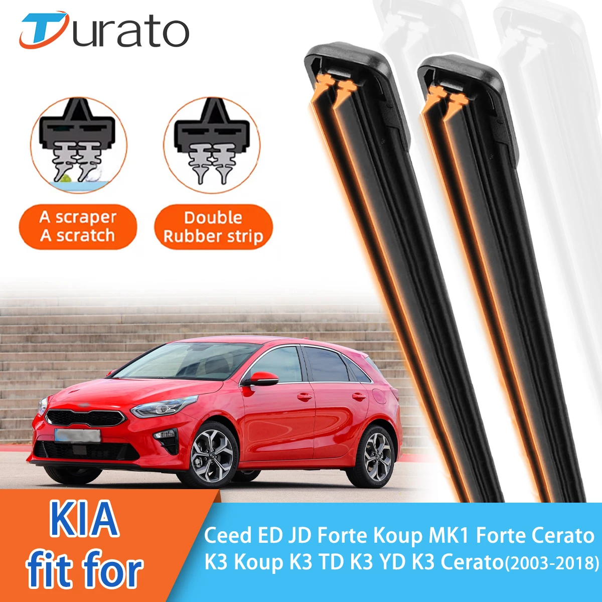 For KIA Ceed ED JD Forte Koup MK1 Cerato K3 Koup TD YD Front Windscreen Wipers Double Rubber Car Wiper Blades Car Accessories