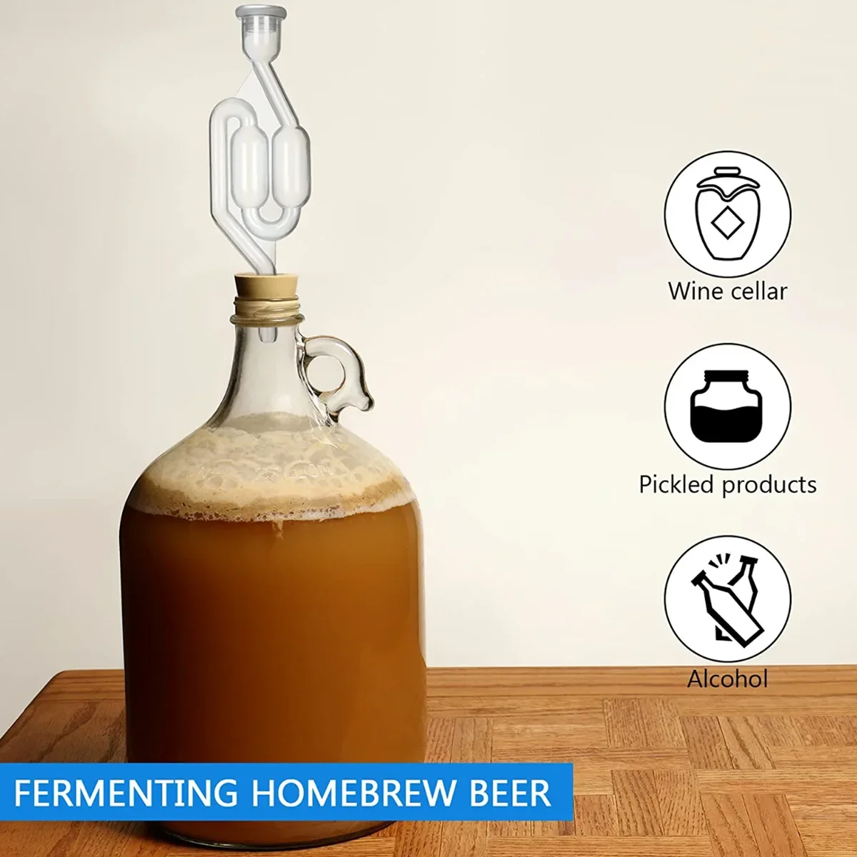 Home Brew Fermentation Airlock with Silicone Stoppers Plug Airlock Valve Seal Rubber Fermentation Beer Brewing Wine Making Tools