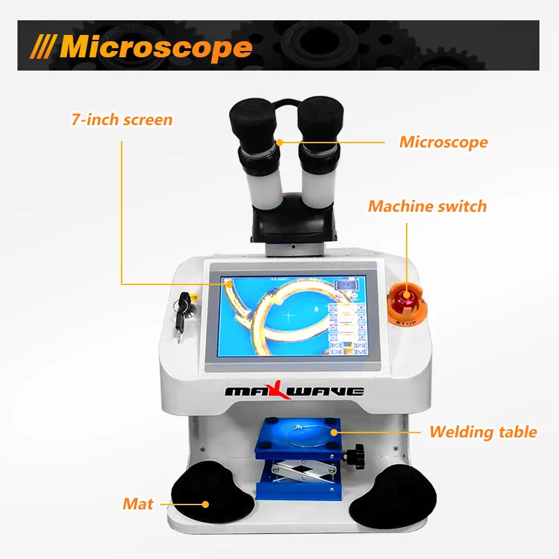 Jewelry Laser Welder Compact Desktop Spot Welding Machine with Touch Screen Microscope for Goldsmith Jewelry Repair Work