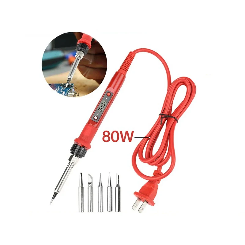 80W digital display soldering iron set AC 220V 110V ceramic heater household industrial adjustable temperature soldering iron