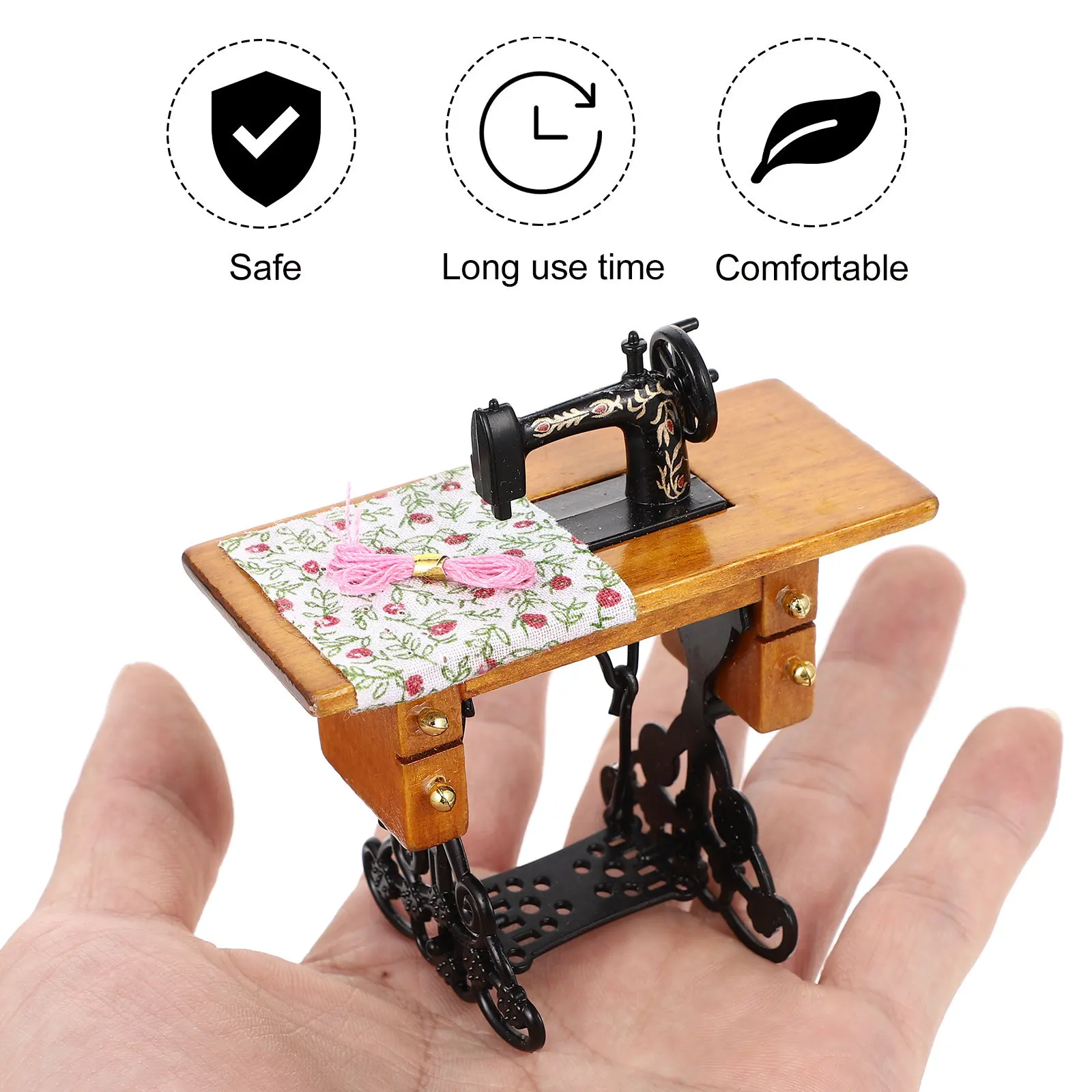 

1Pcs 1:12 Exquisite Wooden Miniature Sewing Machine Gentle Safe Environmentally Friendly Mini Furniture Decor for Home Styling