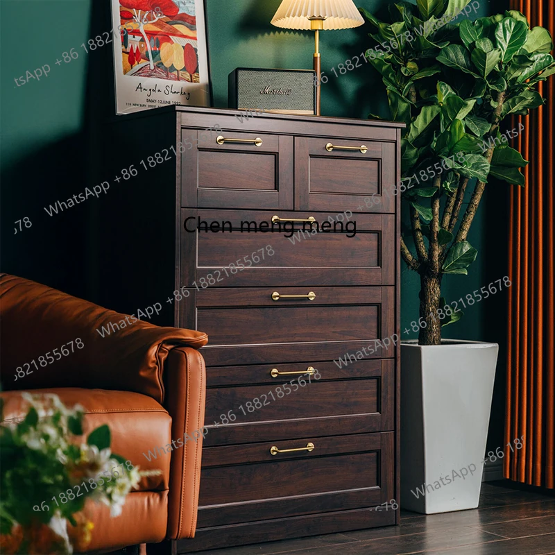 

Medieval solid wood simple Italian minimalist cabinet locker bedroom storage American drawer cabinet