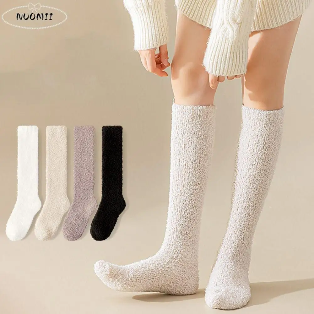 

3Pairs Cute Simple Coral Fleece Socks Sleeping Winter Floor Plush Socks Hosiery Comfortable Winter Thicken Stockings Autumn
