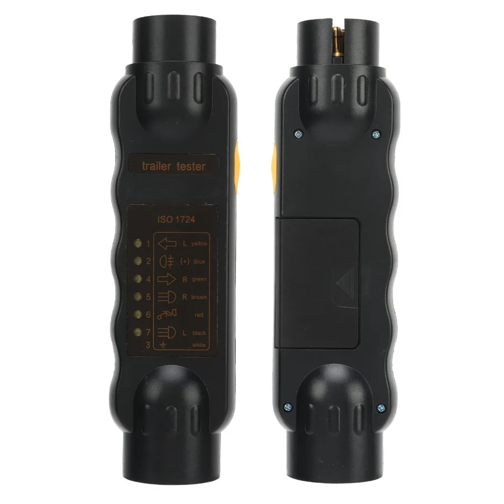 

Электрический тестер для 7-контактных разъемов, тестер розеток прицепов, тестер проводки фаркопа, тестер цепи, тестер освещения, черный