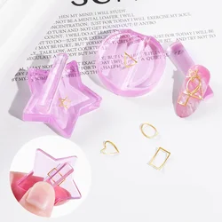 Pink Embossed Nail Art Mold Metal Hollow Slice Frame Bend Curve Tools Acrylic Radian Stick Decorations Manicure Accessory