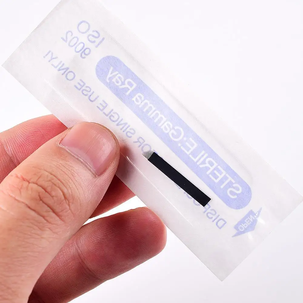 

50 шт., черные нано-лезвия, тонкие 0,18 мм, гибкие U-образные иглы для микроблейдинга, иглы для татуировки, ручная ручка для перманентного макияжа бровей