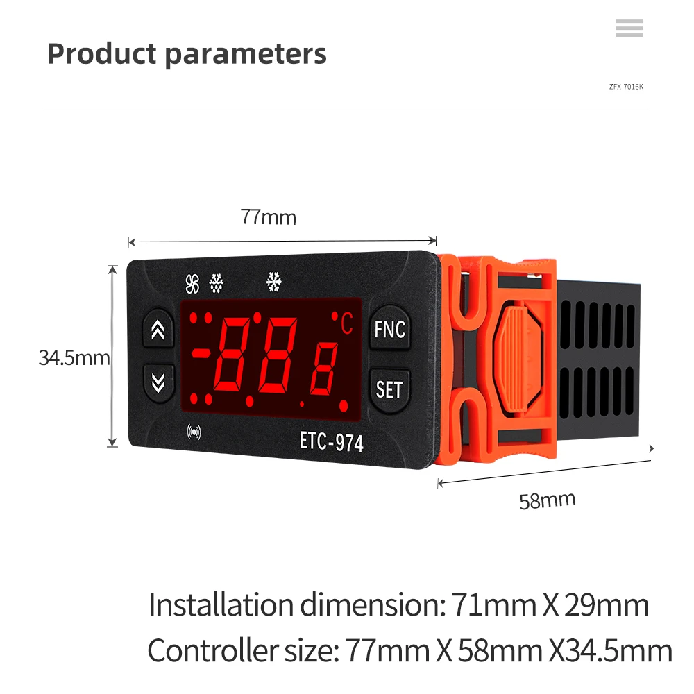 5pcs ETC-974 Mini Temperature Controller Refrigerator Thermostat Regulator Thermoregulator Thermocouple NTC Dual sensor 220V