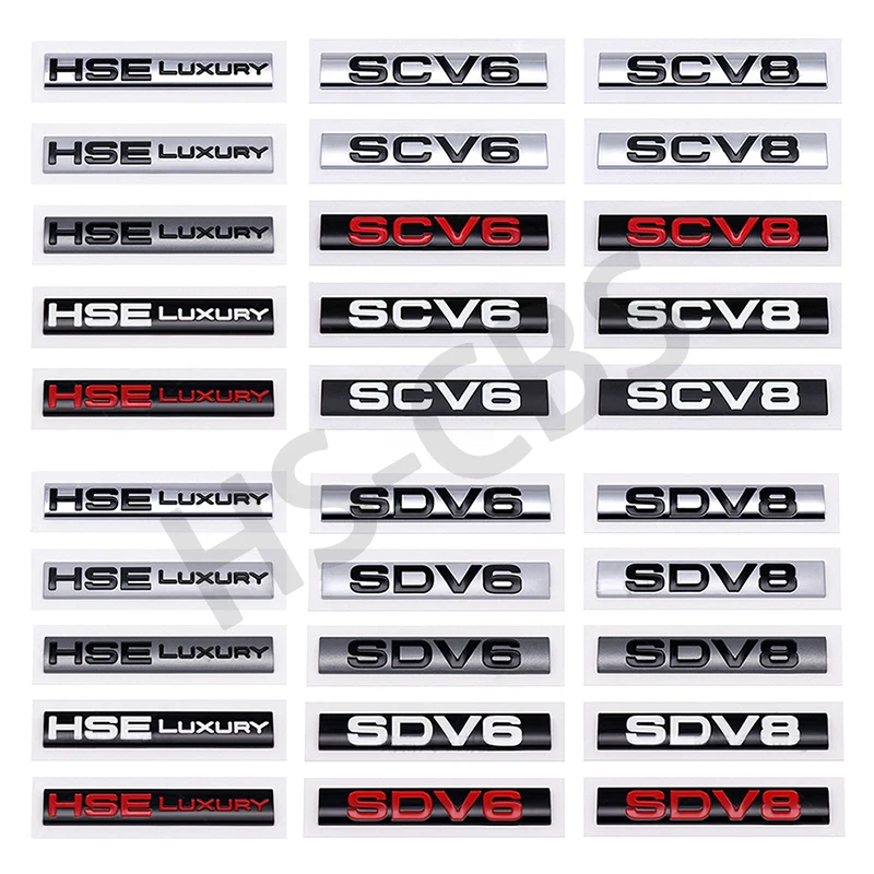 3D ABS HSE Luxury Badge SCV6 SCV8 SDV6 SDV8 Rear Trunk Emblem Car Fender Stickers For Land Rover Discovery Velar Range Rover 