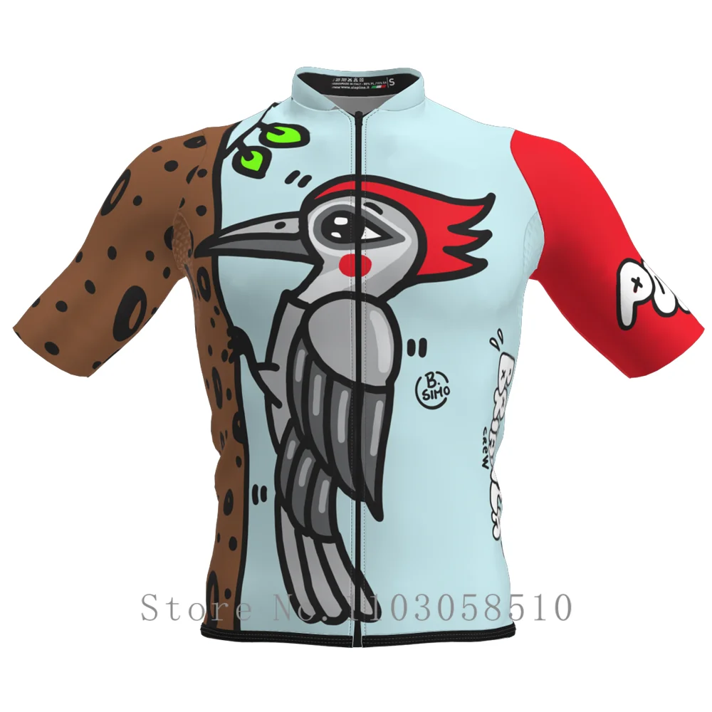 Slopline woodpecker printing Men's Cycling Jersey PRO Level Cycling Jersey Breathable Soft Slim Fit Quick Dry Cycling Clothing