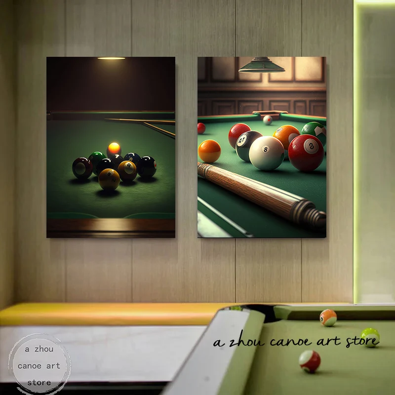 Modern Vintage Pop Sports Billiards Balls Snooker Art Poster Canvas Painting Wall Print Picture for Billiard Room Bar Home Decor