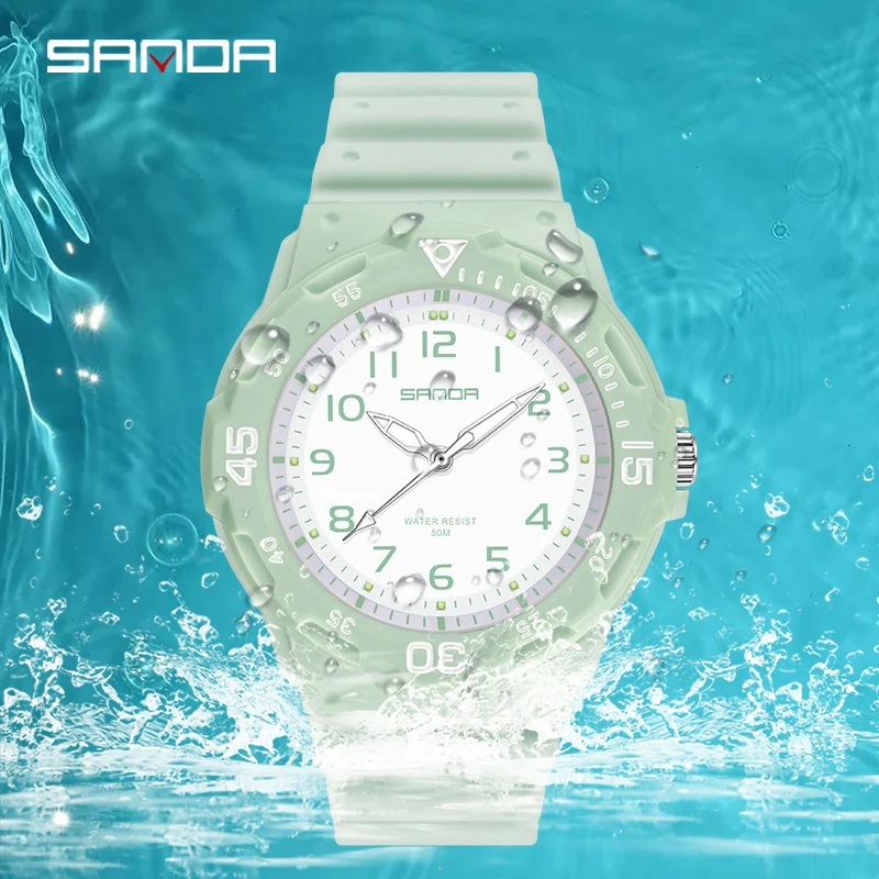 SANDA 6011 6019 Top Luxury Brand Couple Watch Quartz Original Classic Waterproof Wristwatch TPU Strap Boy And Girl Lovers Clock